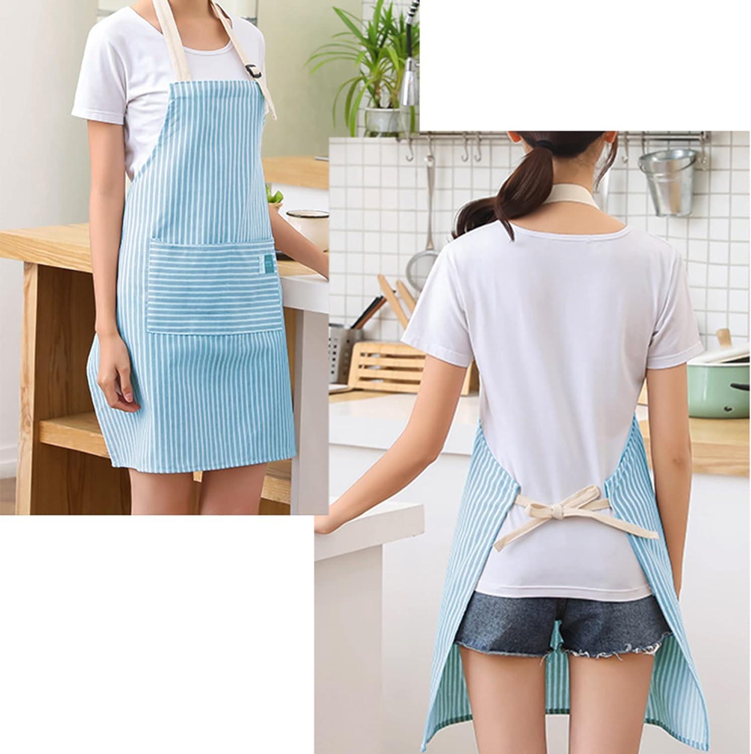 2 miếng tạp dề bếp, tạp dề gia dụng có thể điều chỉnh, tạp dề cotton và vải lanh không thấm nước với 2 túi, cho nhà bếp gia đình, nhà hàng, vườn, thịt nướng, trường học, cà phê