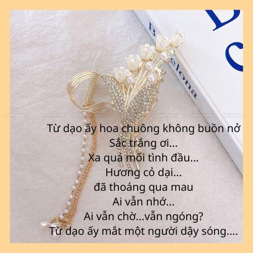 Kẹp tóc hàm cá mập hình hoa linh lang kèm tua rua phong cách cổ phong nữ tính