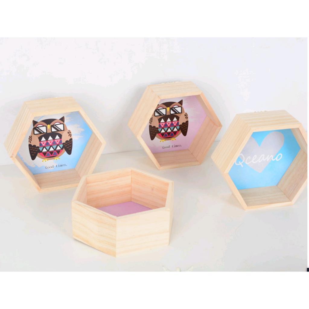 Hexagon Wall Shelf Decorative Bookshelf For Kids Room Blue