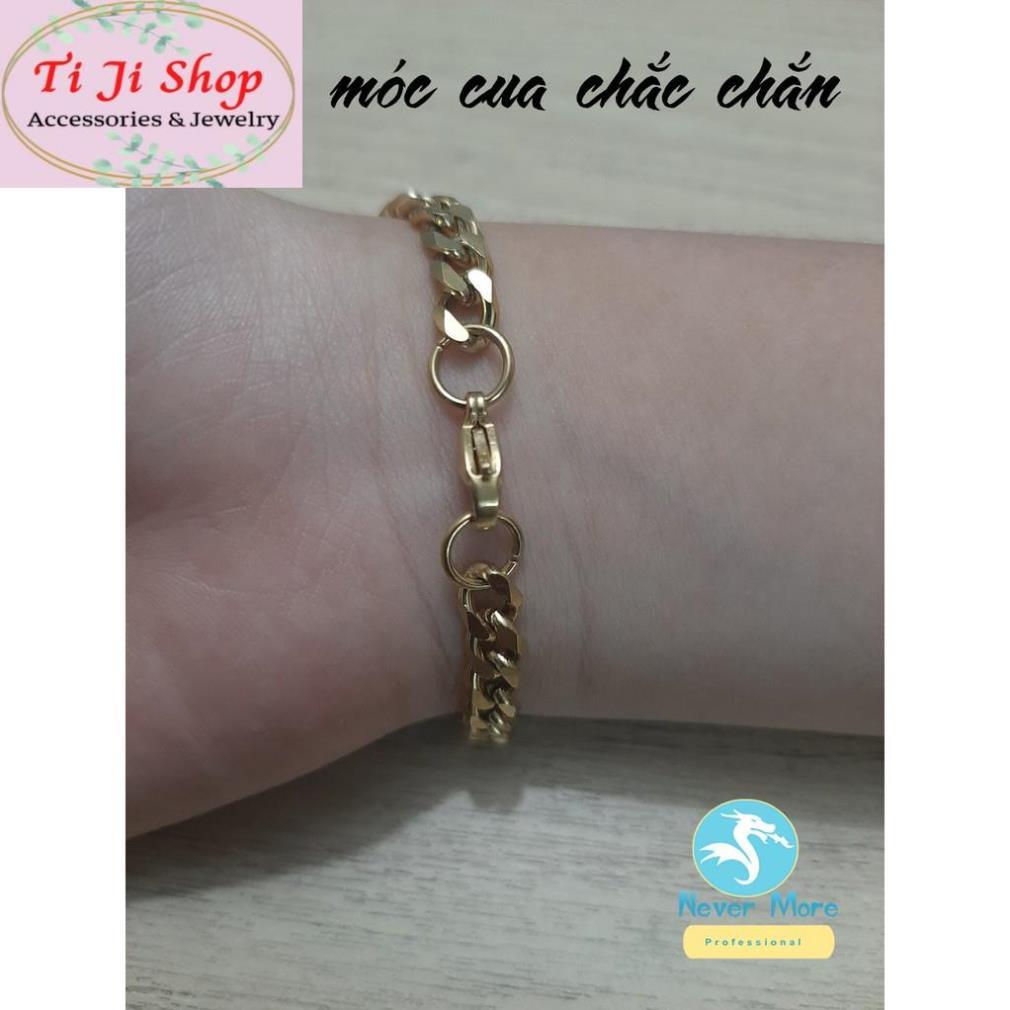 LẮC TAY INOX NAM KIỂU LẶC MẠ VÀNG BẢNG NHỎ 5LY siêu đẹp
