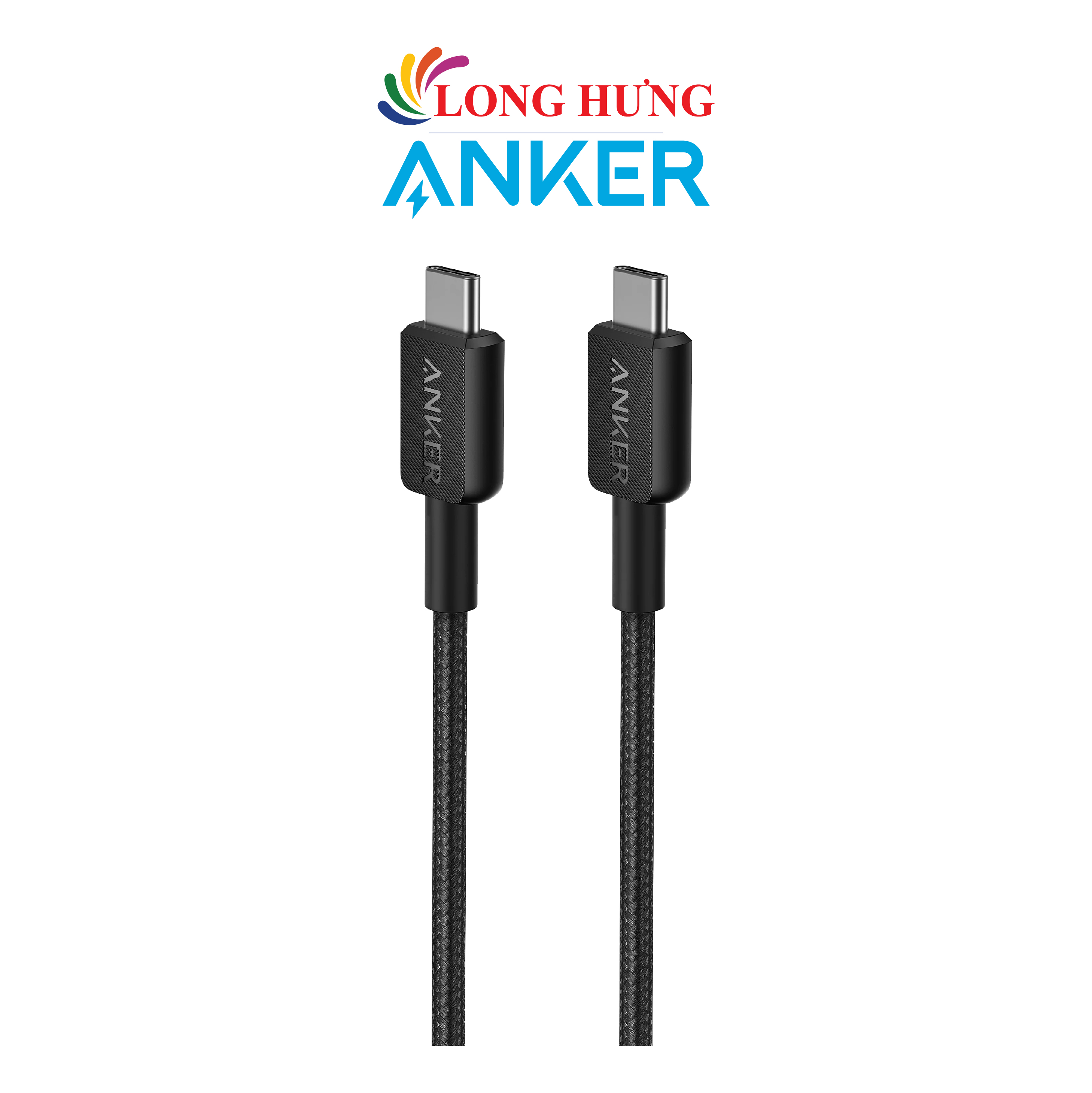 Cáp Usb Type - C To Type - C Anker 322 Nylon Cable Iii 60W 0.9M A81F51.8M A81F6 - Hàng Chính Hãng - Đen - 0.9M