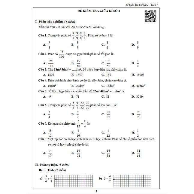 Sách - Combo Bài Tập Tuần và Đề Kiểm Tra Lớp 4 - Môn Toán và Tiếng Việt học kì 2 (4 cuốn)