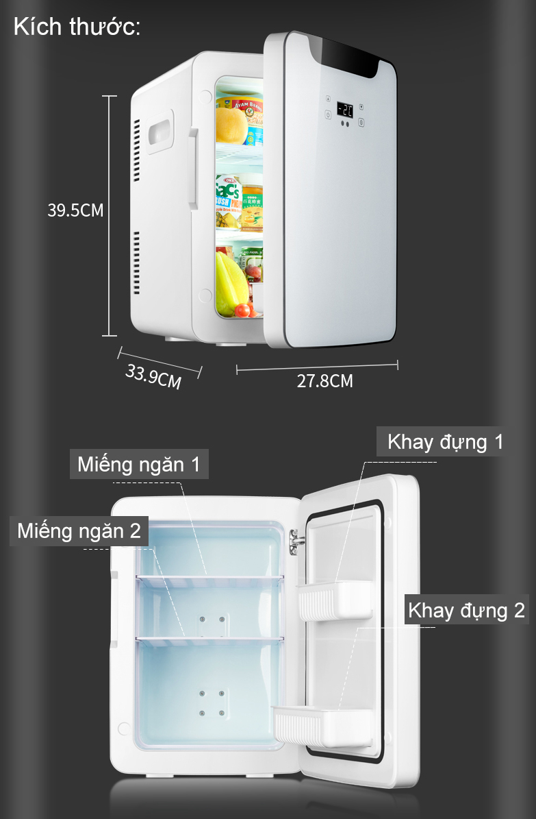 Tủ lạnh mini cho oto xe hơi và trong nhà có nút LED chỉnh nhiệt SAST20L - Giao Toàn Quốc