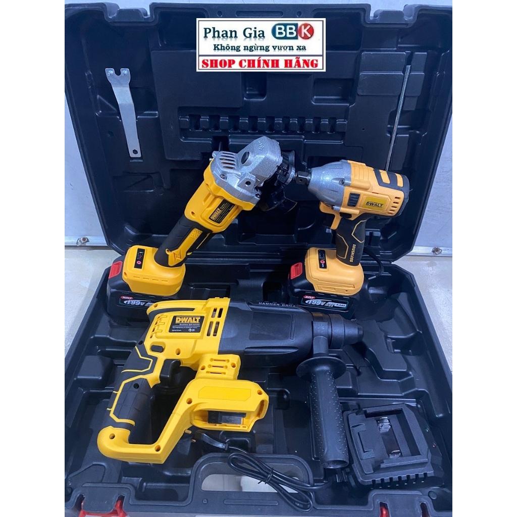[chính hãƞg] Bộ Combo 3 Trong 1 Gồm Máy Khoan Đục Bê Tông, Máy Mài Và Máy Siết Bulong Dùng Pin 199V, 2 Pin 15 Cell