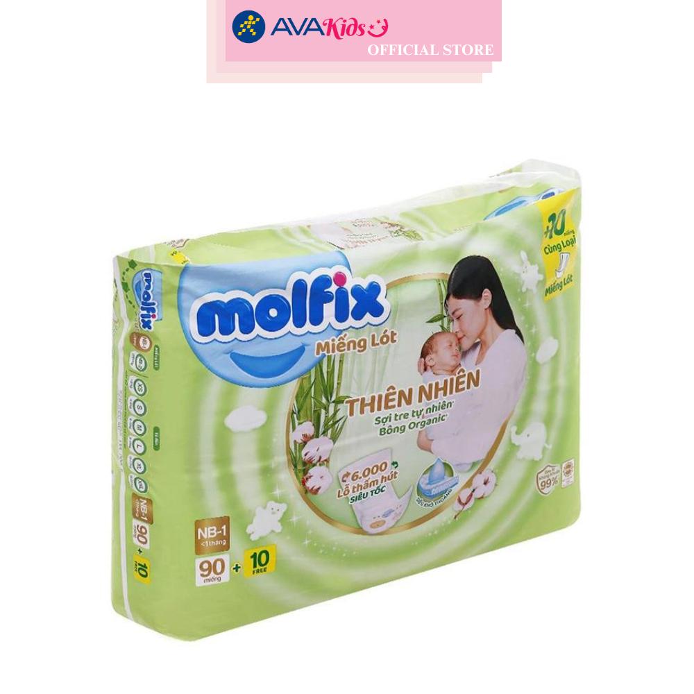 Miếng lót Molfix thiên nhiên size NB1 90 + 10 miếng (Dưới 1 tháng)