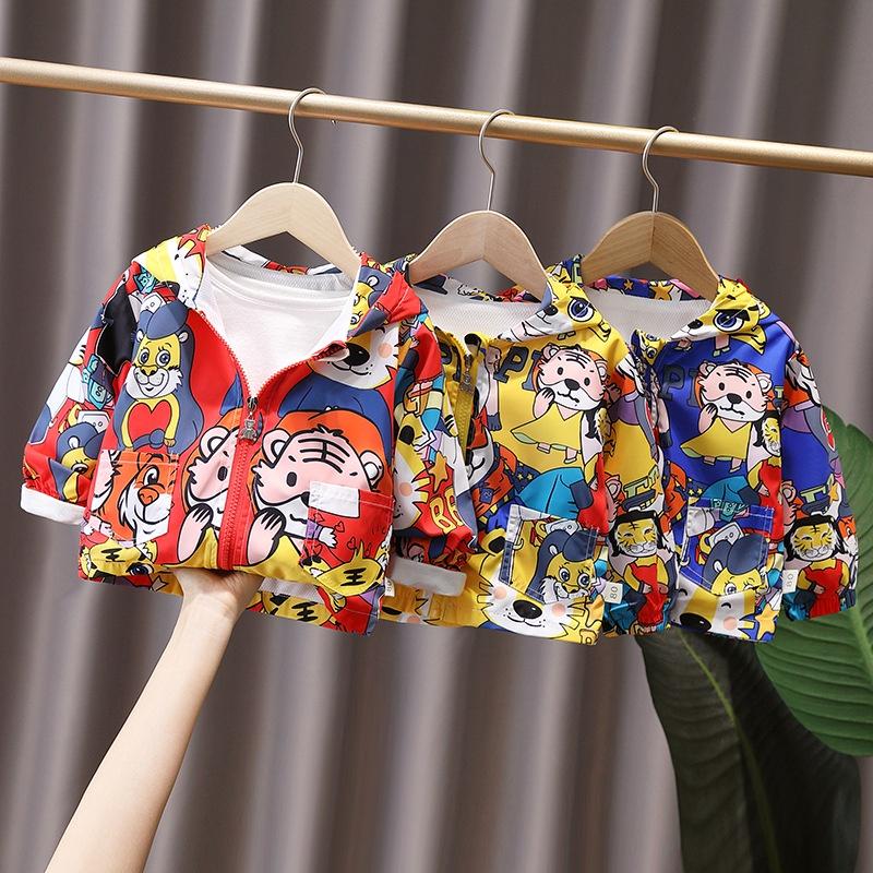 AK5 Size80-120 Áo khoác bé trai Dạng gió 2 lớp Thời trang trẻ Em hàng quảng châu