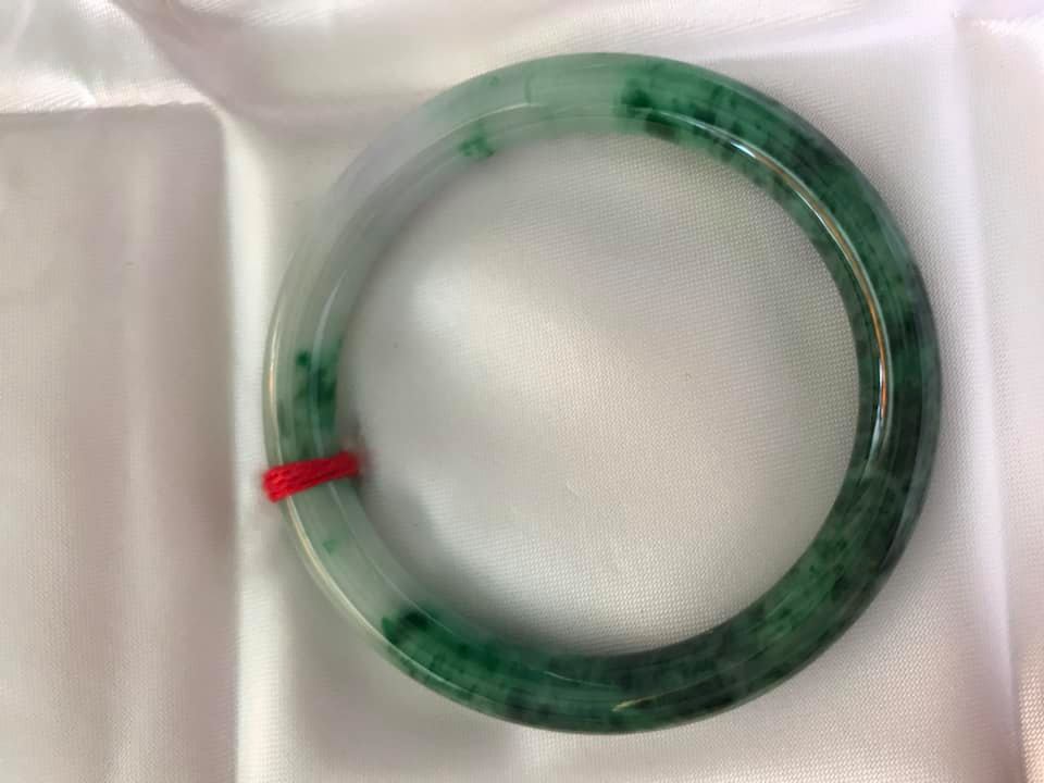 VÒNG KHỐI CẨM THẠCH TỰ NHIÊN MÀU XANH SƠN THUỶ LÝ 50MM x dầy 7,2mm VÒNG TAY NỮ BÓNG ĐẸP 48KG - 57KG ĐEO