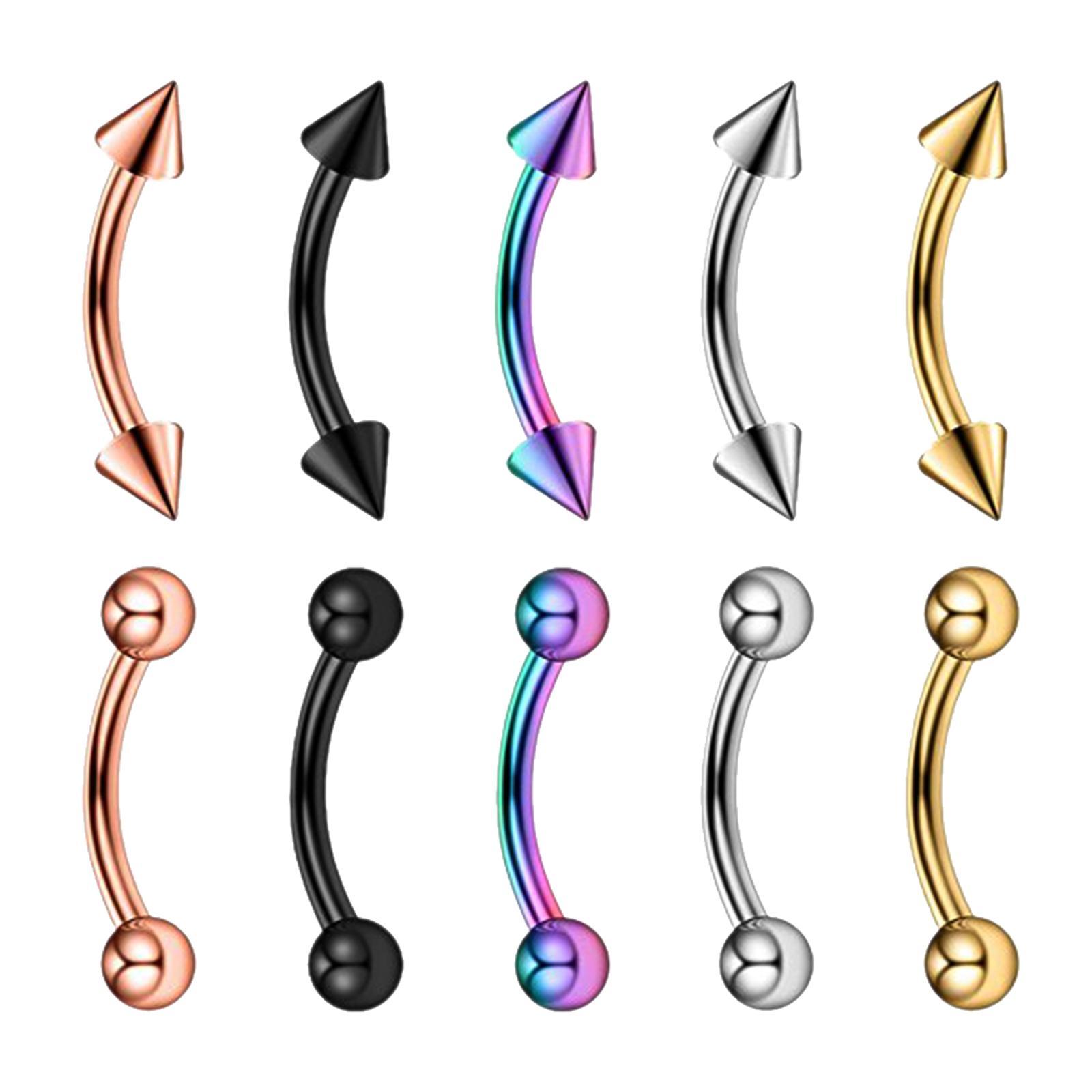 10Pcs 16G Stainless Steel Eyebrow Ear Lip Navel Piercing Jewelry 6mm