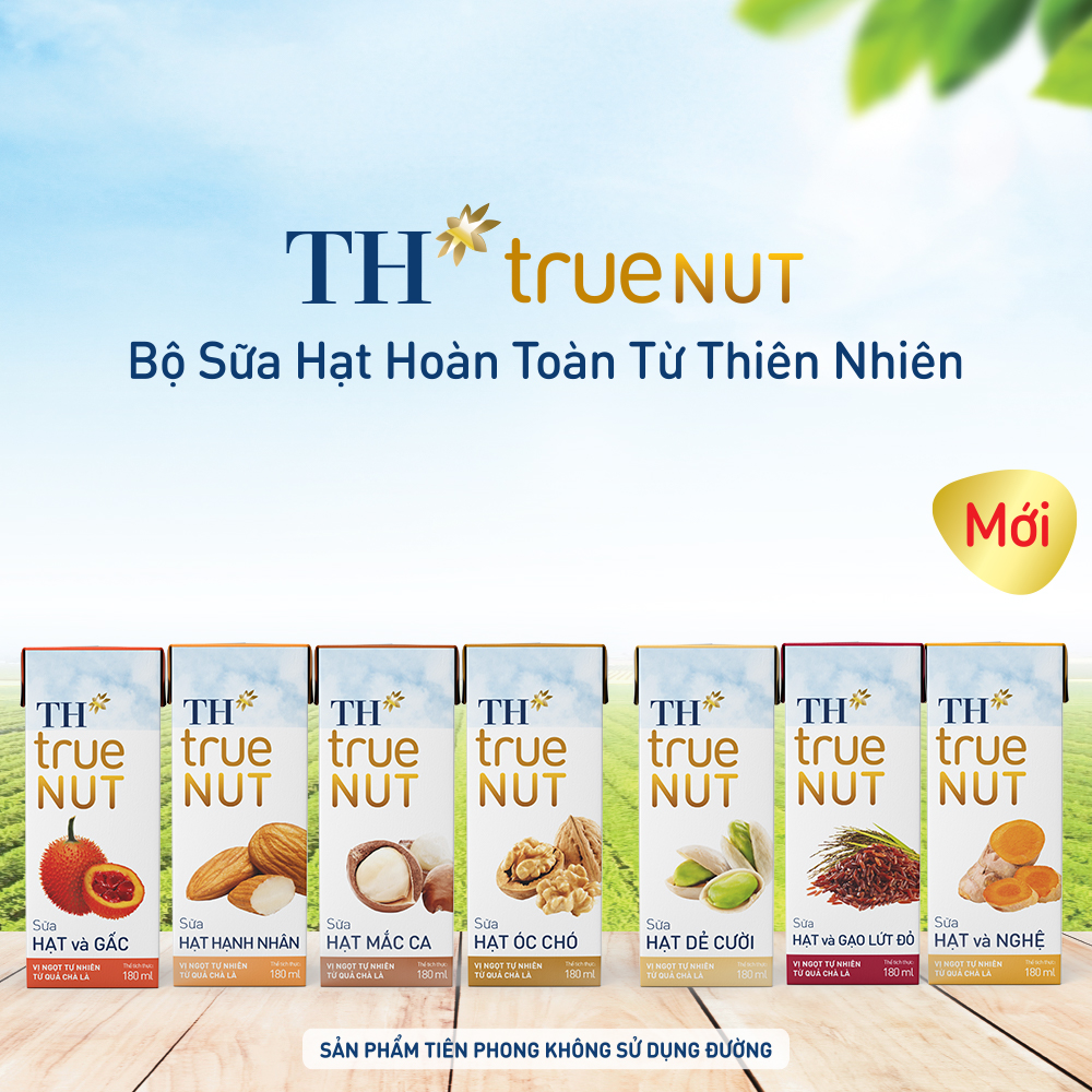 4 Lốc sữa hạt và gạo lứt đỏ TH True Nut 180ml (180ml x 4 hộp)