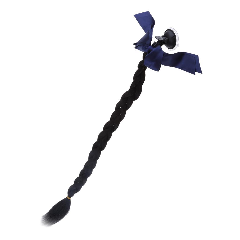 Black  Ponytail/Pigtails Motorcycle Braid  Hair with Suction Cup