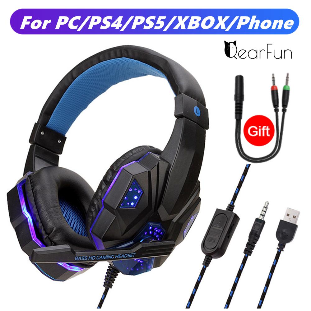 Chuyên Nghiệp Led Bass Game Thủ Tai Nghe Có Dây Kèm Mic Cho Công Tắc PS4 Máy Tính Chơi Game Trên Tai Tai Nghe Cho Tay Chơi Máy Tính