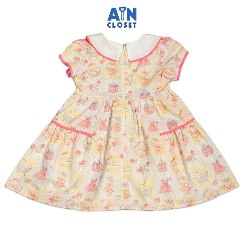 Đầm bé gái họa tiết Mèo Điệu Hồng Cotton - AICDBGS677QC - AIN Closet