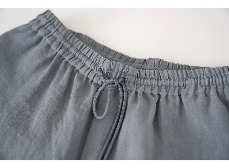 Set sơ mi quần đùi form rộng trẻ trung phong cách vintage Hàn Quốc, chất linen mềm mát màu xám ghi Đũi Việt