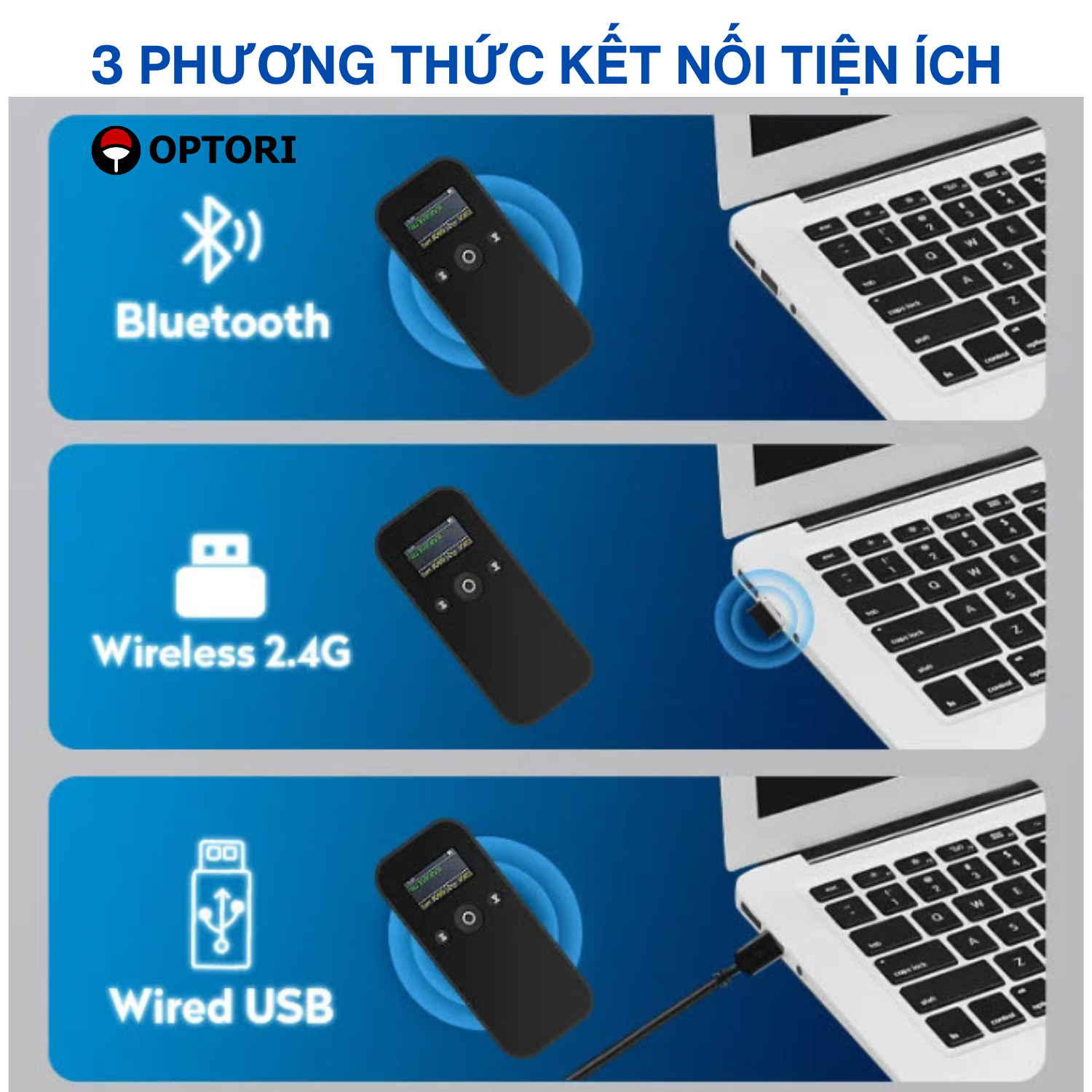 Máy quét mã vạch không dây – Máy đọc mã vạch bluetooth 2D – OPTORI H29 (Hàng chính hãng)