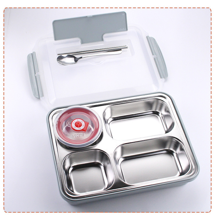 Khay Đựng Cơm Văn Phòng Inox 304 5 Ngăn Có Nắp Đậy Tiện Dụng - Hâm Thức Ăn Trong 5p