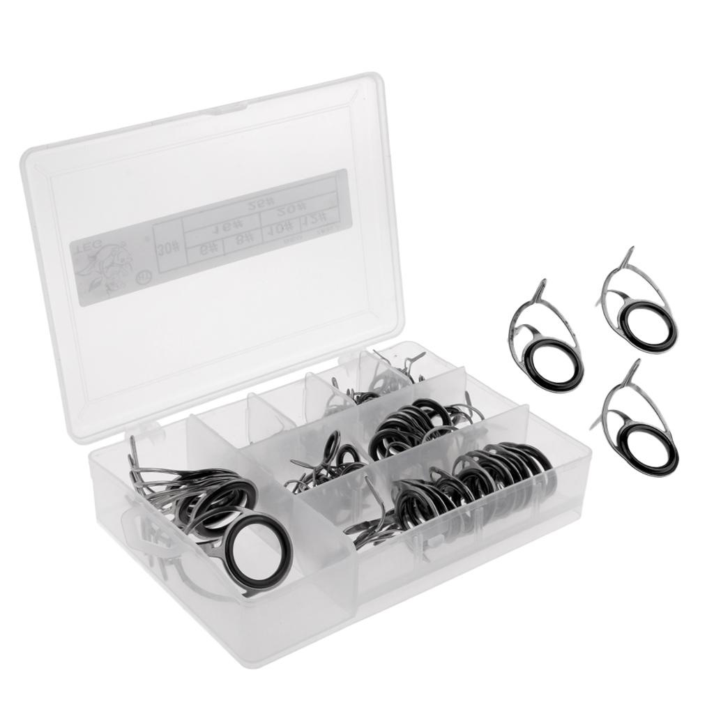 75x Stainless Steel Fishing Rod Guide Ring Rod Repair Kit DIY Tip Ring