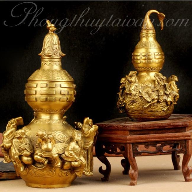 Hồ lô BÁT TIÊN đồng phong thủy nắp mở