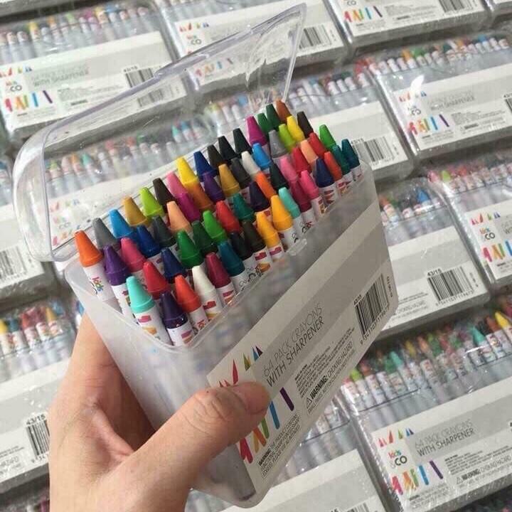 BỘ 64 cây bút màu sáp mẫu mới có hộp đựng bằng nhựa (MS02)