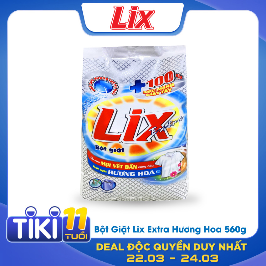 Bột Giặt Lix Extra Hương Hoa 560G EB560 - Tẩy Sạch Vết Bẩn Cực Mạnh