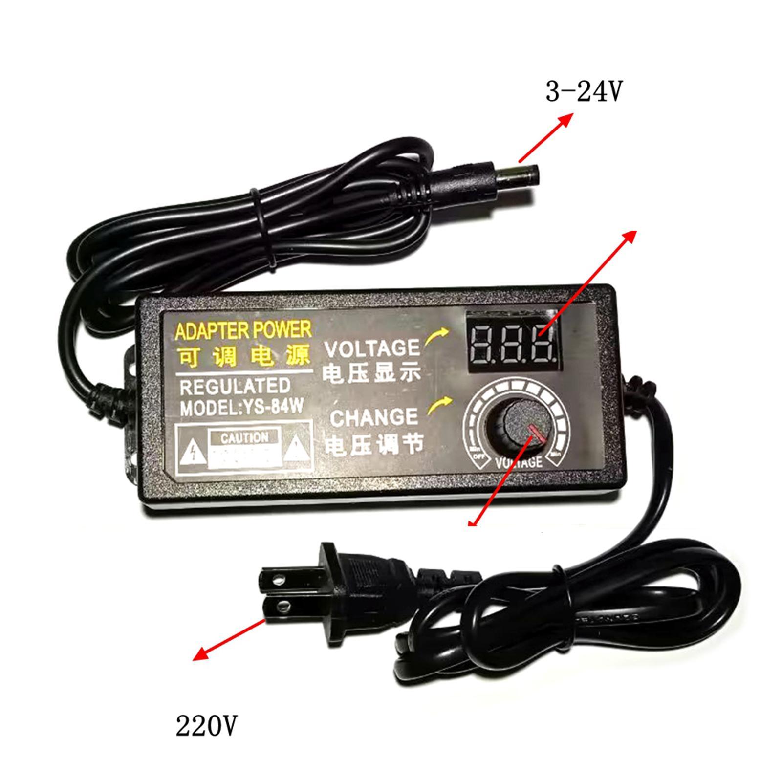 Power Supply Adapter Voltage Power Adapter Adjustable Overvoltage 3V~24V for DC Desk Lamps Circuit Power Supply Testing Motors DC Fans