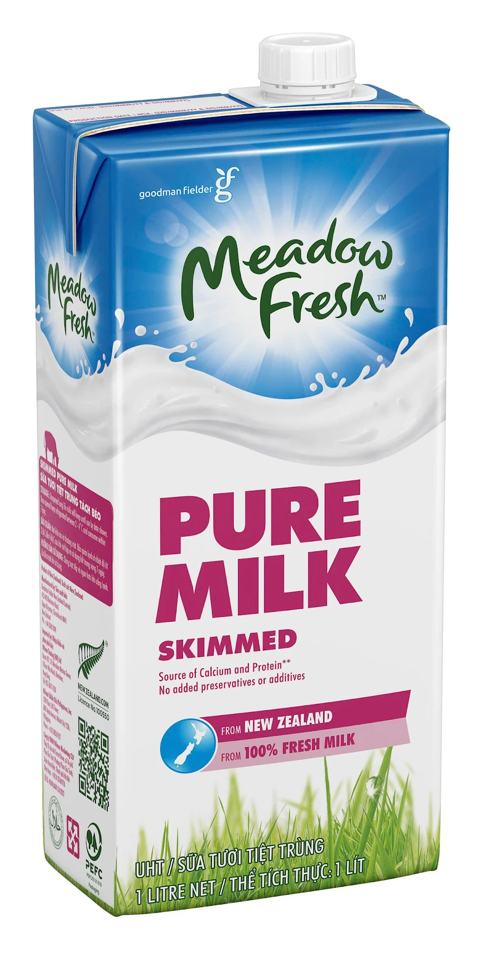 Thùng 12 hộp sữa tươi tiệt trùng tách béo Meadow Fresh 1L hàng New Zealand