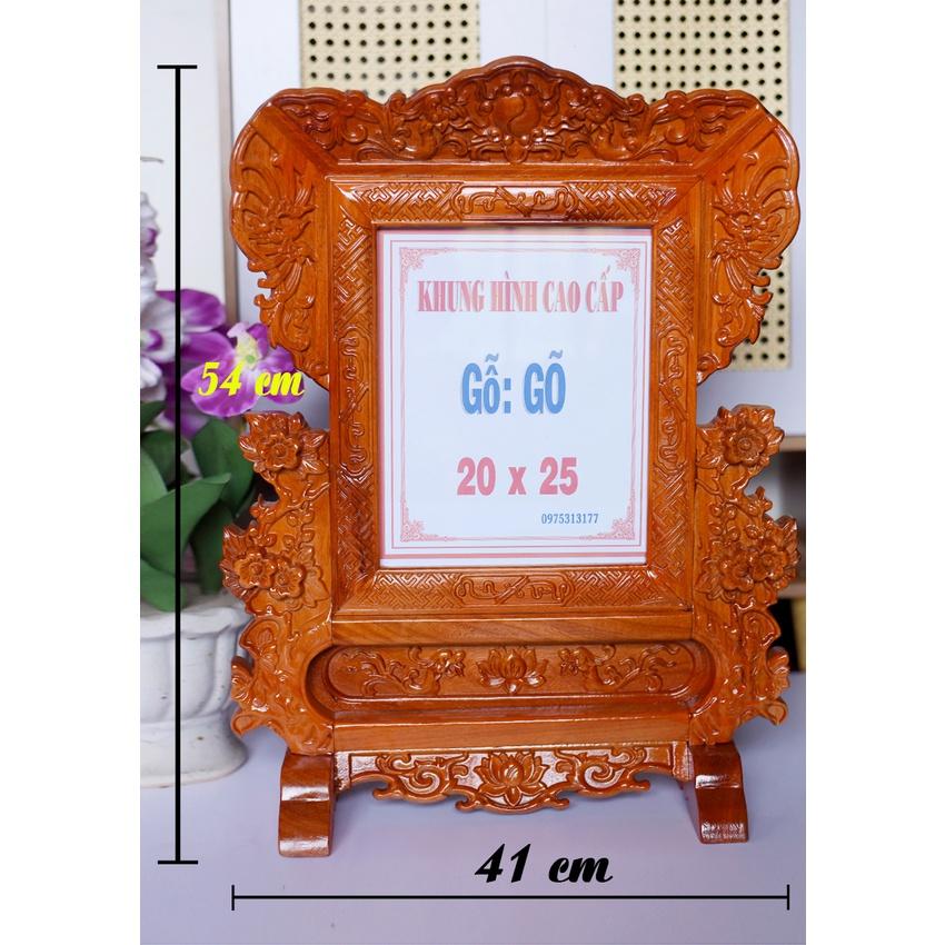 KHUNG HÌNH ẢNH THỜ MAI GẤM GỖ GÕ 20 X 25