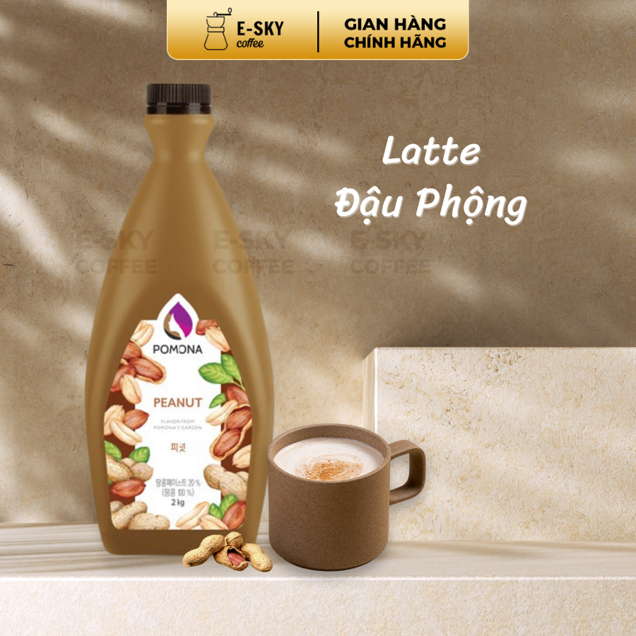 Sốt Đậu Phộng POMONA Peanut Sauce Nguyên Liệu Pha Chế Hàn Quốc Chai 2kg