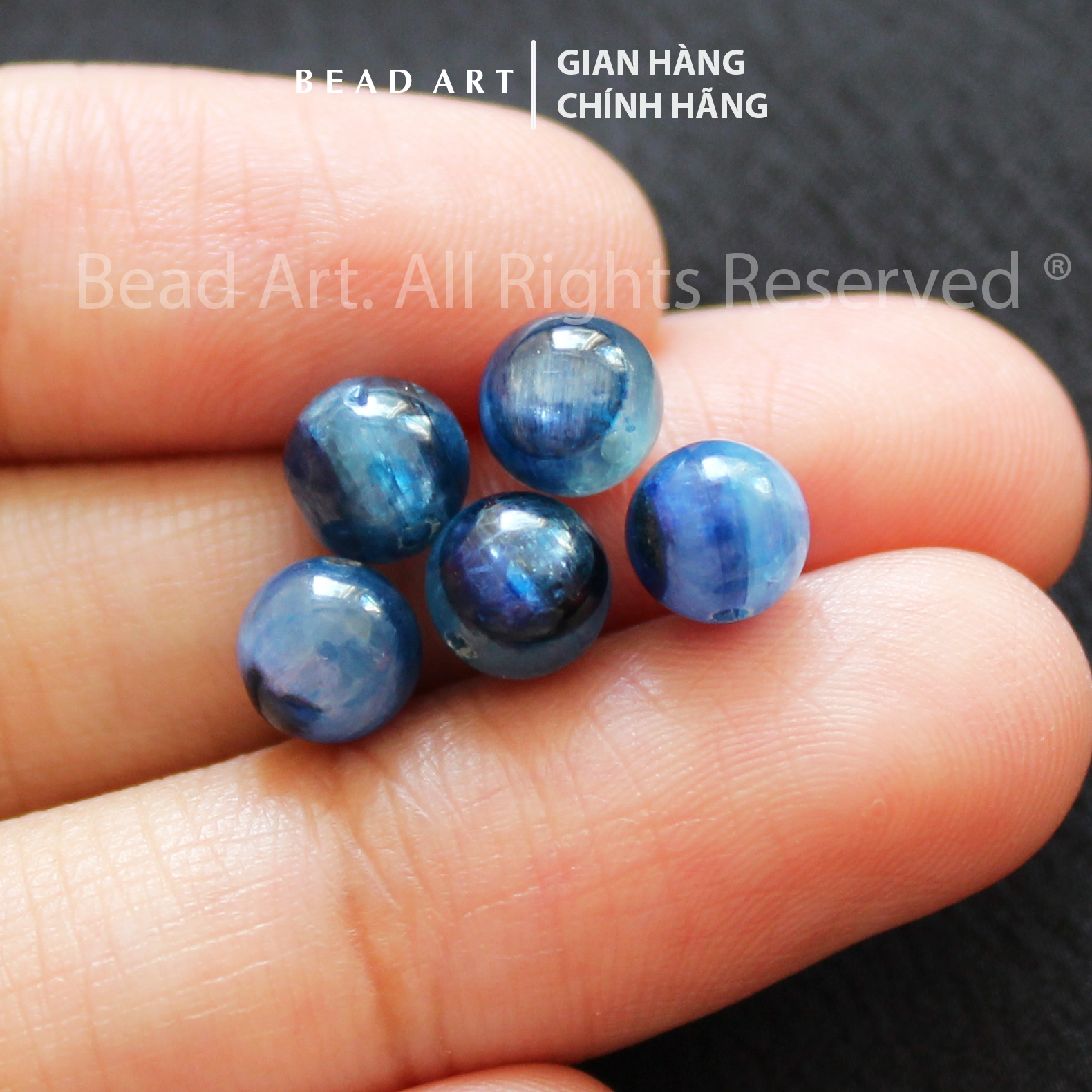 6MM Đá Kyanite Xanh Dương, Đậm, Tự Nhiên Loại AA, Hợp Mệnh Thủy, Mộc, Vòng Tay Phong Thuỷ, Chuỗi Hạt - Bead Art