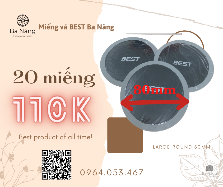 Miếng vá săm, lốp máy, ôtô hình tròn - Kích thước 80mm