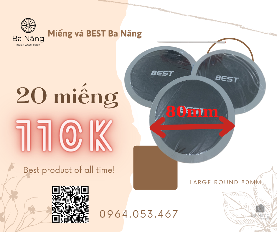 Miếng vá săm, lốp (ruột xe) máy, ôtô hình tròn - Kích thước 80mm