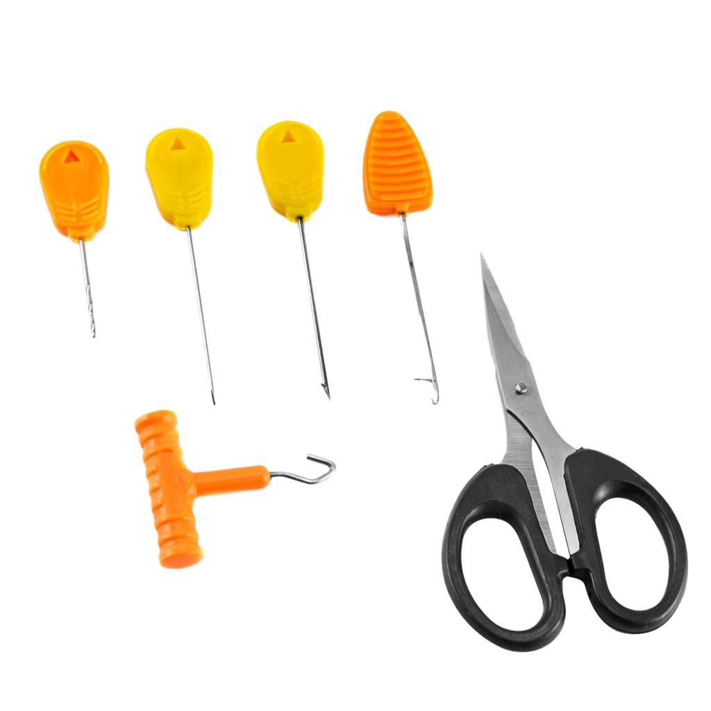 1 Set Multifunctional Stainless Steel Fishing Bait Needles Scissors Anti Slip Hook Knot Puller Baiting Rigging Tools