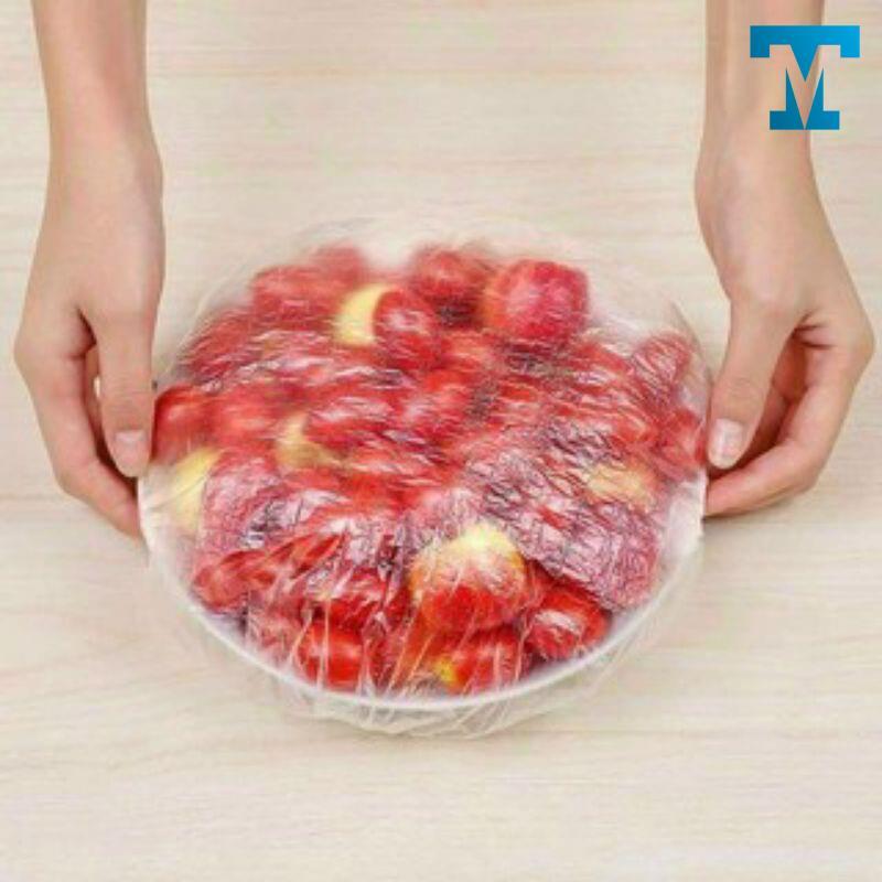 Gói 100c Màng Bọc Thực Phẩm Có Chun Co Dãn Tái Sử Dụng Kèm Túi Gấu