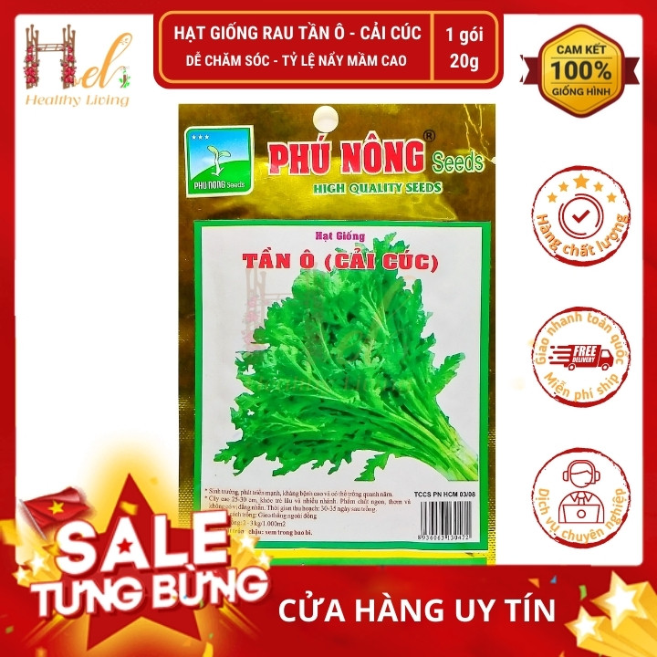 Hạt Giống Rau Tần Ô ( Cải Cúc ) - Trồng Rau Xanh Rau Sạch Bằng Đất Sạch, Xơ Dừa Và Phân Bón Hữu Cơ - Phú Nông