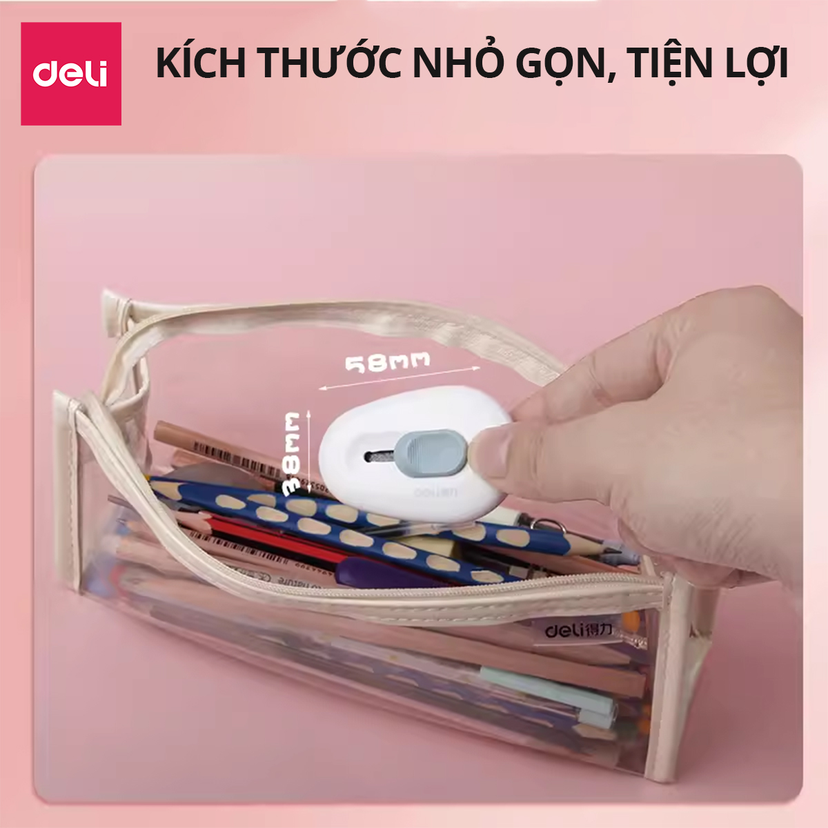 Dao rọc giấy Deli cao cấp lưỡi thép không gỉ SK5 dao rọc mini bỏ túi kim loại tiện lợi văn phòng học sinh màu pastel