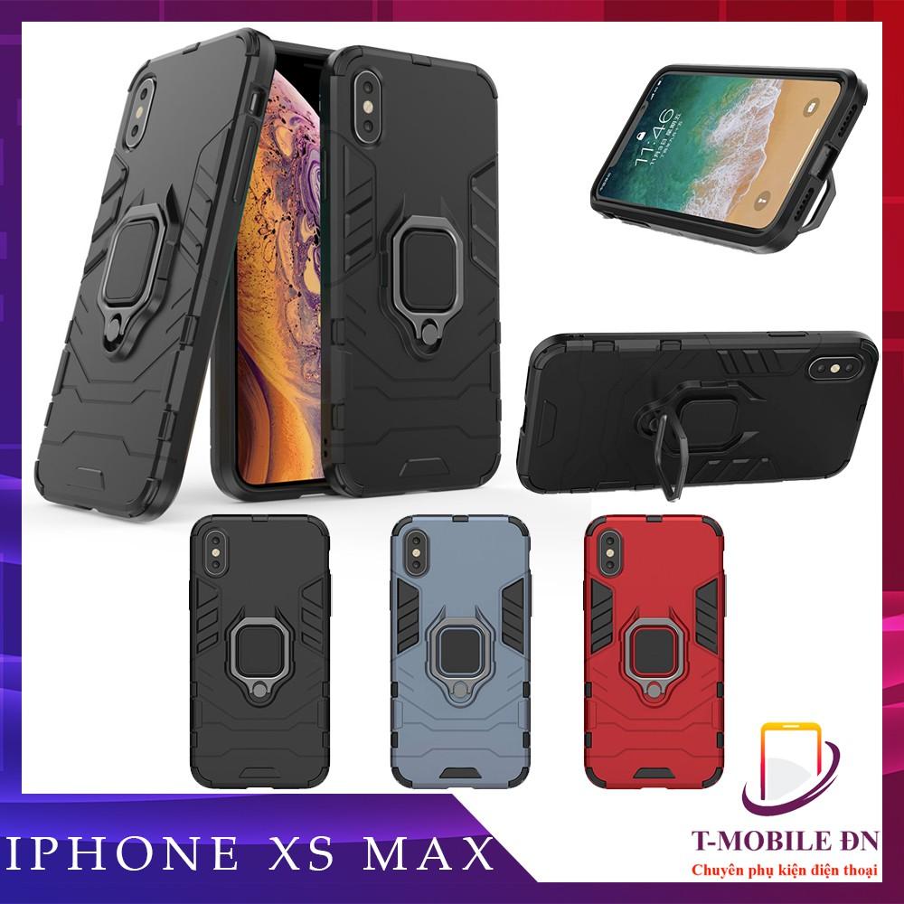 Ốp lưng cho iPhone XS Max iron man chống sốc kèm nhẫn xoay chống xem video bảo vệ camera