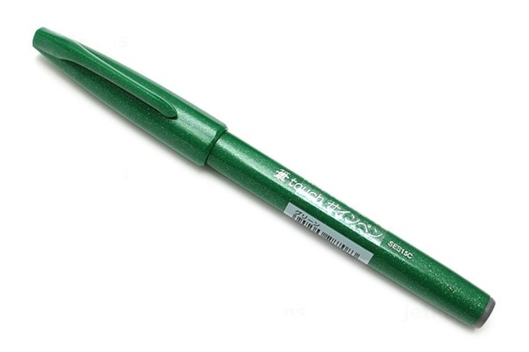 Bút lông viết chữ calligraphy Pentel Fude Touch Brush Sign Pen - Màu xanh lá (Green)
