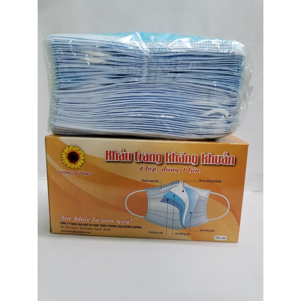 Khẩu Trang Y Tế Xanh/Xám/Đen 4 Lớp Cao Cấp Hướng Dương (50C)