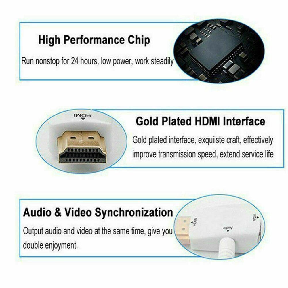 Bộ Chuyển Đổi HDMI Sang VGA Với Cáp Âm Thanh HD 1080p 3.5 mm H4I9