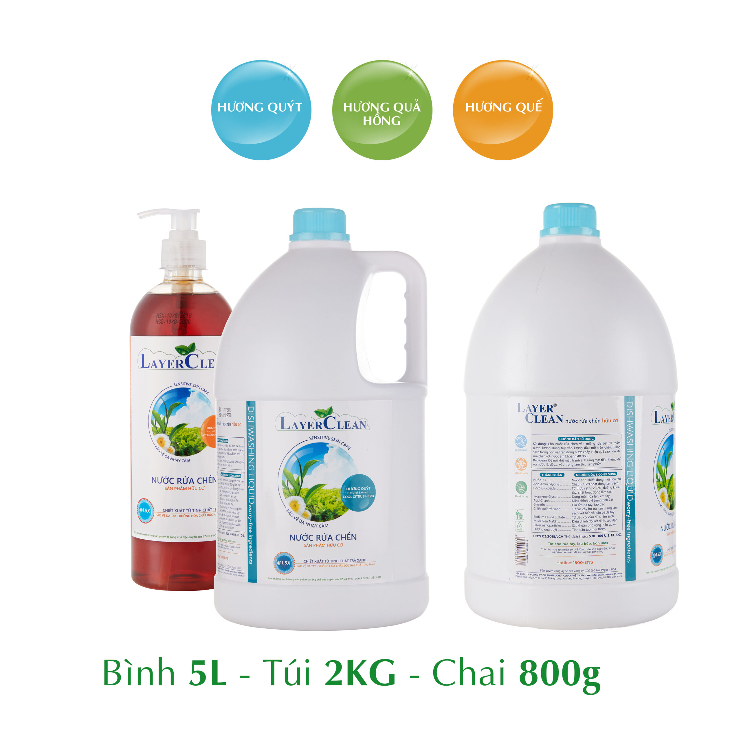 Nước rửa chén bát hữu cơ truyền thống Layer Clean, sạch bóng tự nhiên, an toàn thân thiện