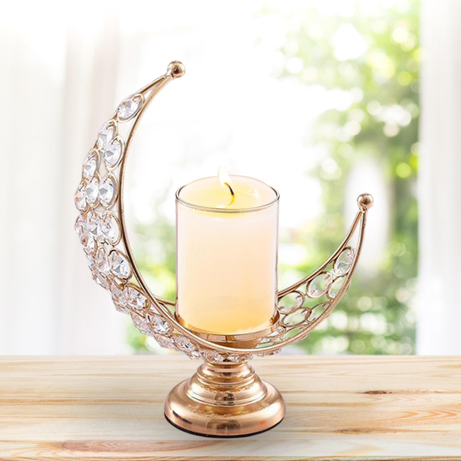 Pillar Candle Holder Moon Shape Candlestick Holder Metal Craft Dining Table Bedroom Wedding Centerpiece Home Decoration Tealight Holder