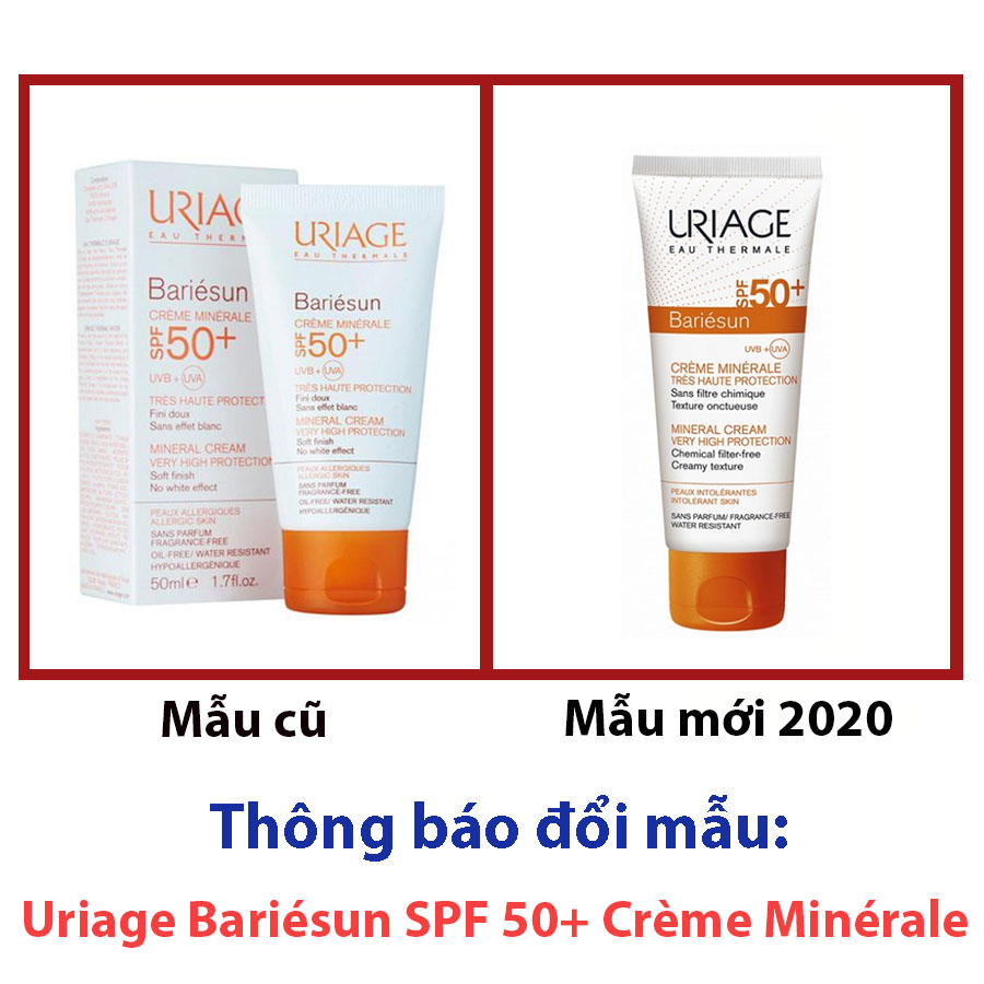 Kem Chống Nắng Màng Lọc Da Nhạy Cảm Uriage Bariésun SPF50+ Crème Minerale (50ml)