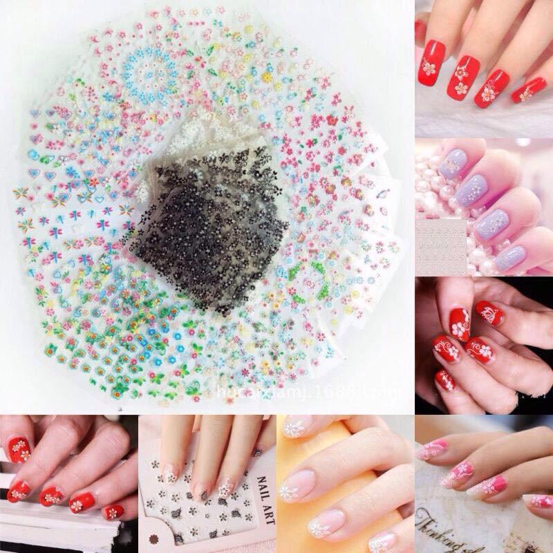 Combo 10 tấm sticker dán móng nhiều mẫu Nail Art (35-40 hình/tấm)