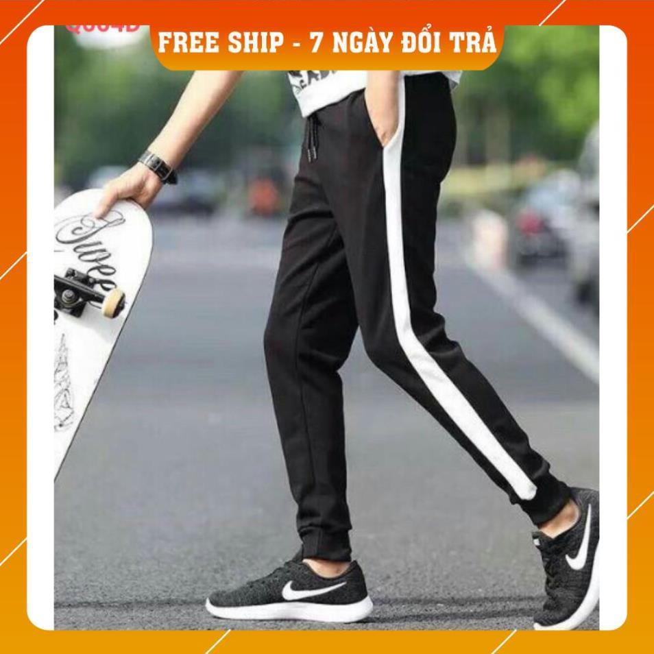 Quần dài ống rộng ️ Giá Sập Sàn ️ Quan Nỉ jogger thể thao Phối Sọc bó chân unisex nam nữ phong cách đường phố