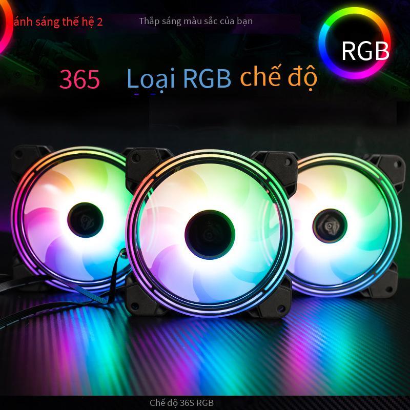 Đèn đảm bảo chất lượng quạt case máy tính thế hệ thứ hai 12cm tản nhiệt không ồn RGB đổi màu AURA đồng bộ đèn LED khẩu độ tốt hai mặt