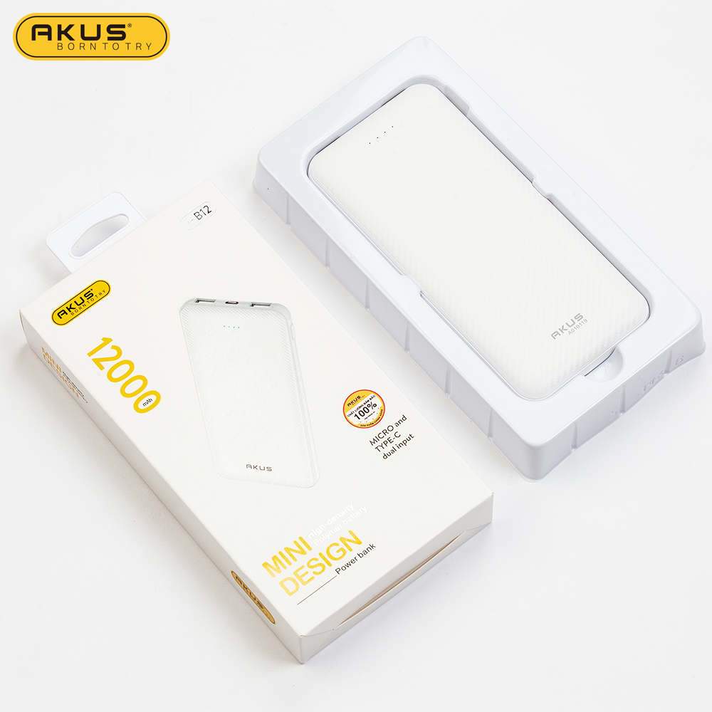 Pin sạc dự phòng AKUS B12 12.000mAh - hàng chính hãng