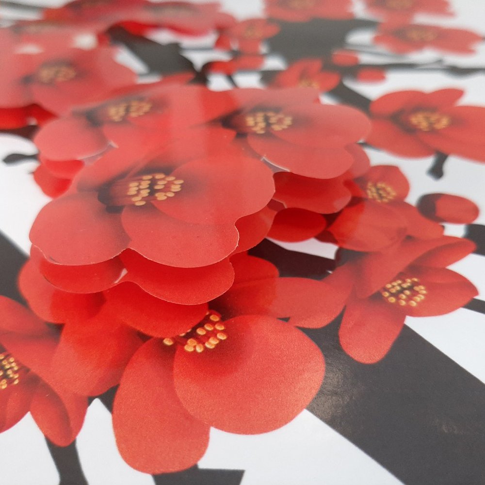 DECAL TRANG TRÍ TẾT HỌA TIẾT NỔI 3D SẮC HOA XUÂN