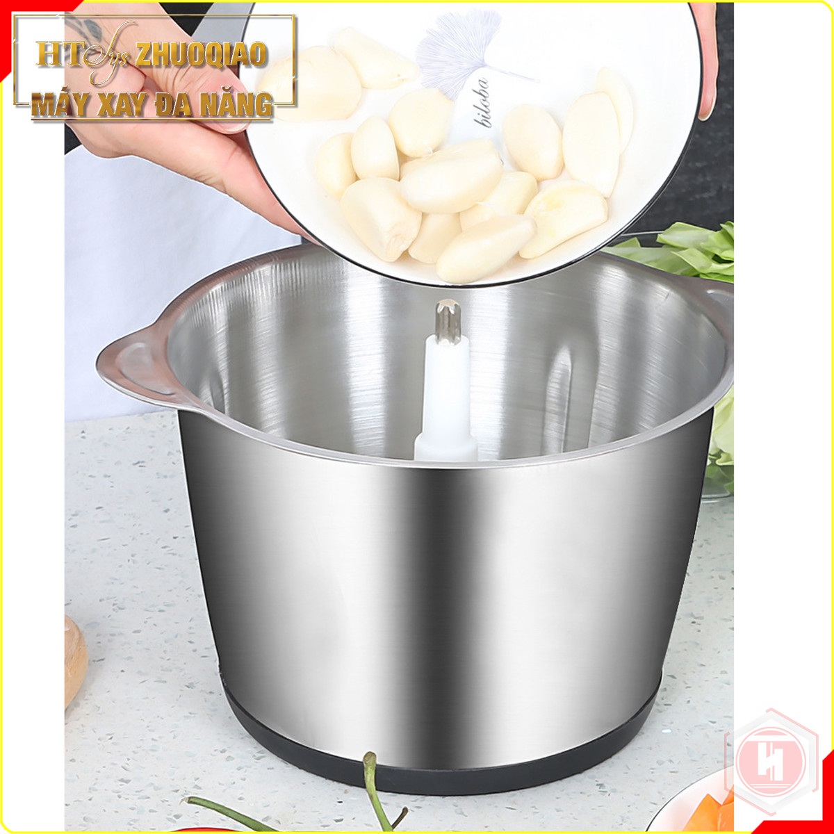 Máy xay đa năng HT SYS - ZHU0QIAO -300W - Máy Xay Hành, Tỏi, Rau Củ ,Thịt Dung Tích 2L - 4 Lưỡi dao - Cối inox 304 - Hàng Nhập Khẩu
