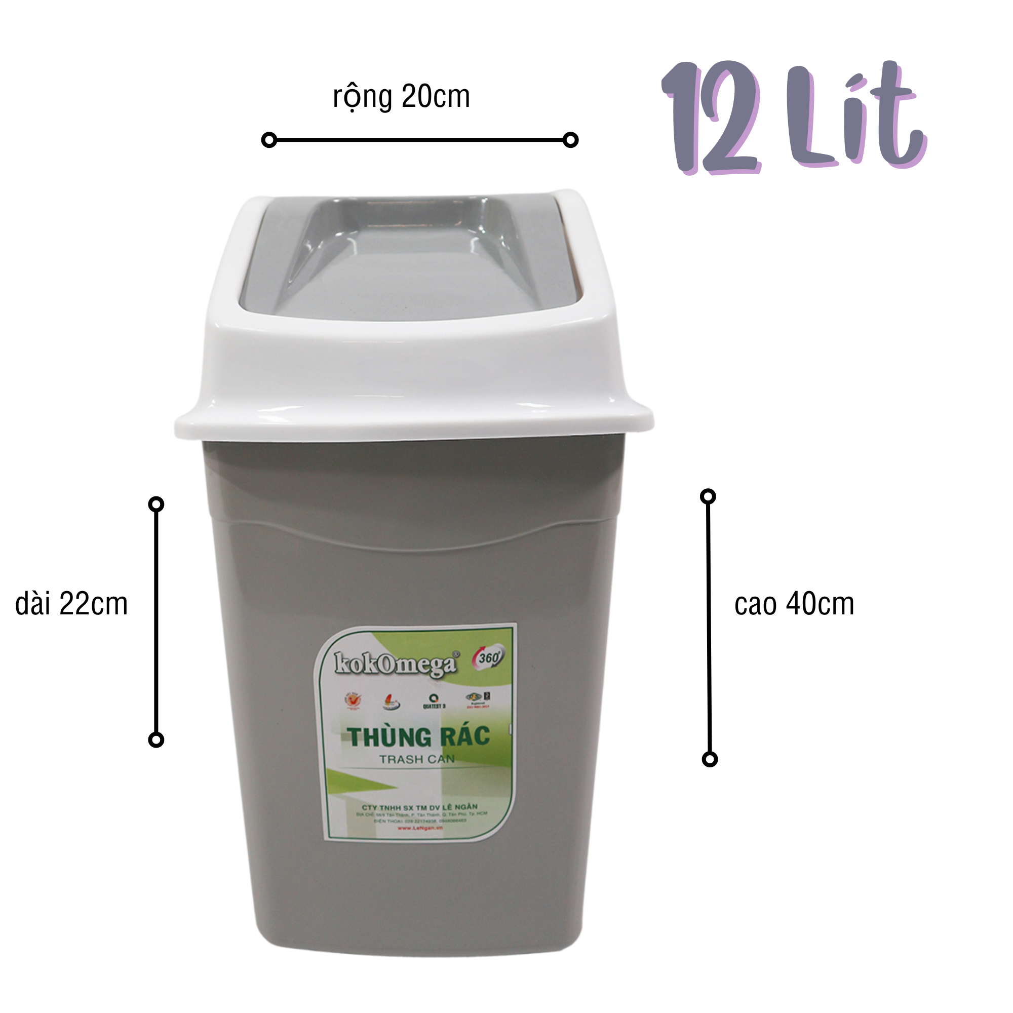 Thùng Rác Nắp Lật kokOmega Gọn Nhẹ, Thông Minh, Tiện Lợi