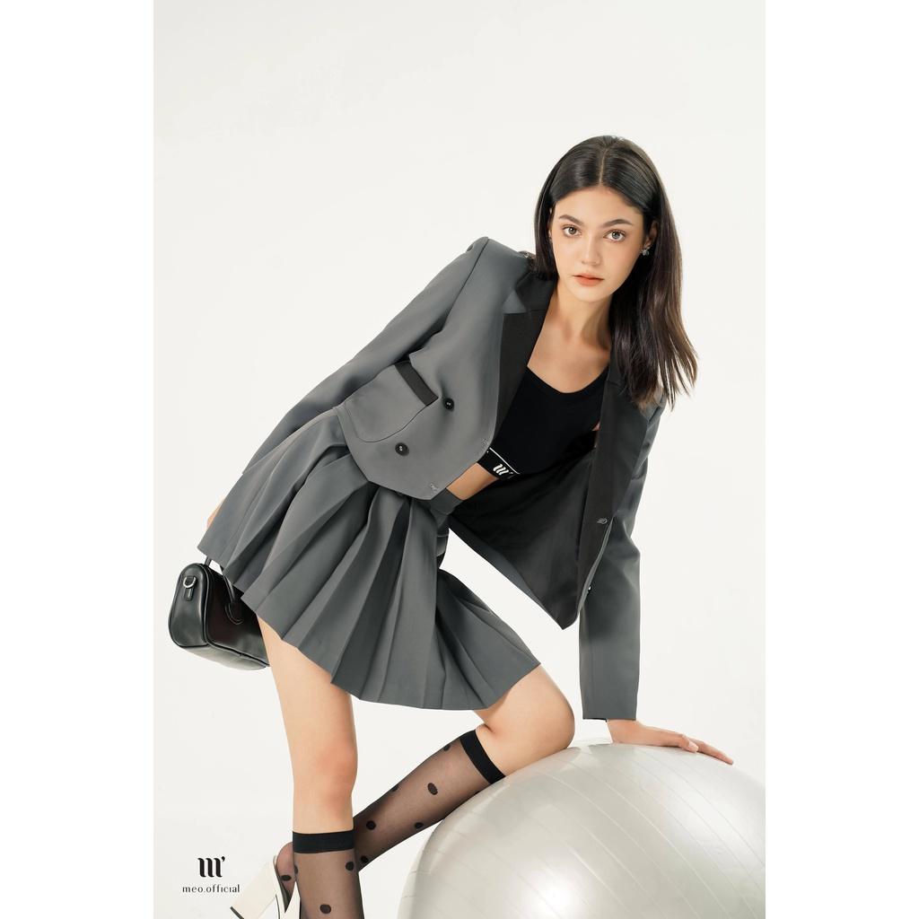 Áo blazer croptop nữ Méo shop dài tay túi hộp Fenghi