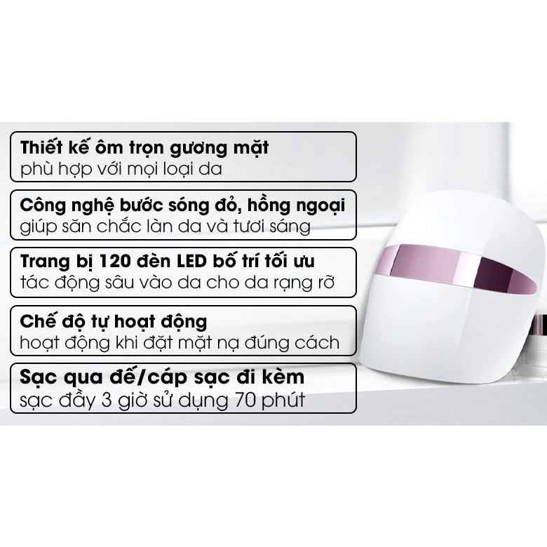 Mặt Nạ Derma LED Chăm Sóc Sắc Đẹp Phái Nữ Chống Nhăn Lão Hóa Da